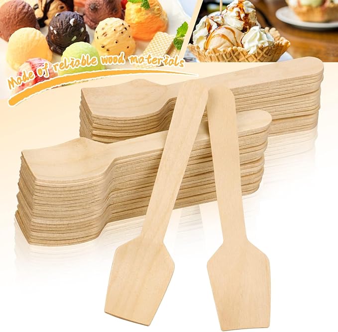 300 Pcs 3.75" Disposable Mini Wooden Tasting Spoons - Image 3