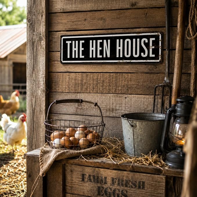 Rustic Farmhouse Style Chicken Coop Sign, Metal Outdoor Chicken House Signs - Image 4