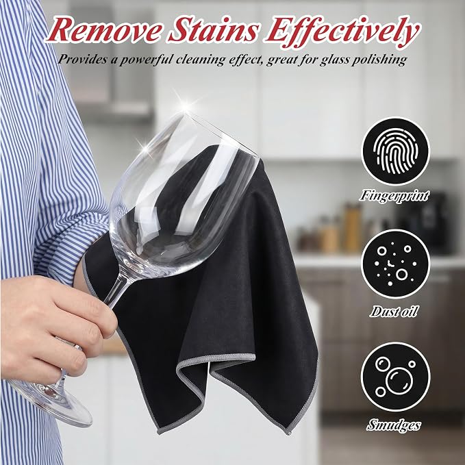 6 Pcs Wine Glass Polishing Cloths, 25 x 20 Inch Microfiber Glass Polishing - Image 3