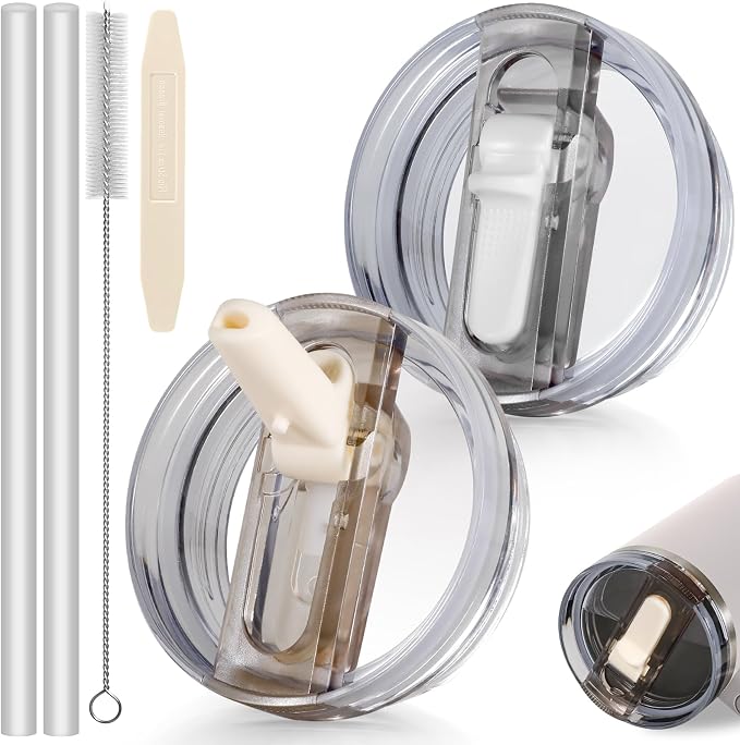 30oz Flip Straw Leak Proof Lid for Stanley Cup Accessories, 2 Pack No Spill Lid by ANTAND