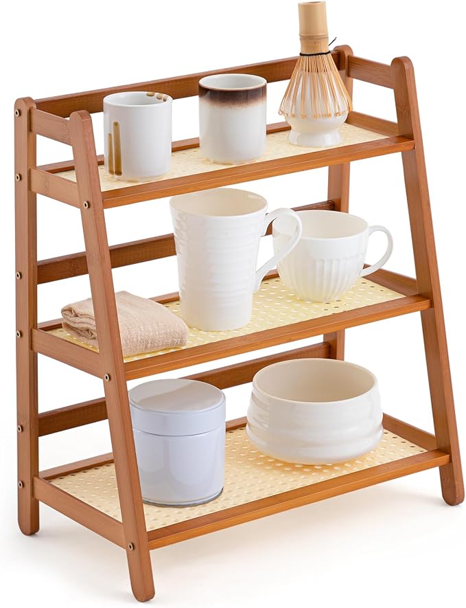 Yalikop 3 Tier Matcha Station Shelf Bamboo Coffee Mug Stand Countertop Storage by Yalikop