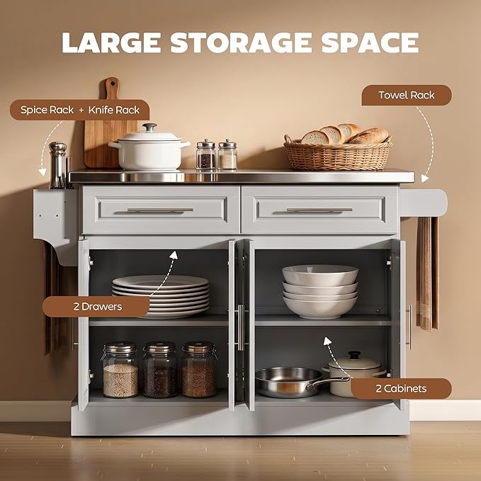 HOMCOM Rolling Kitchen Island Cart - Image 4