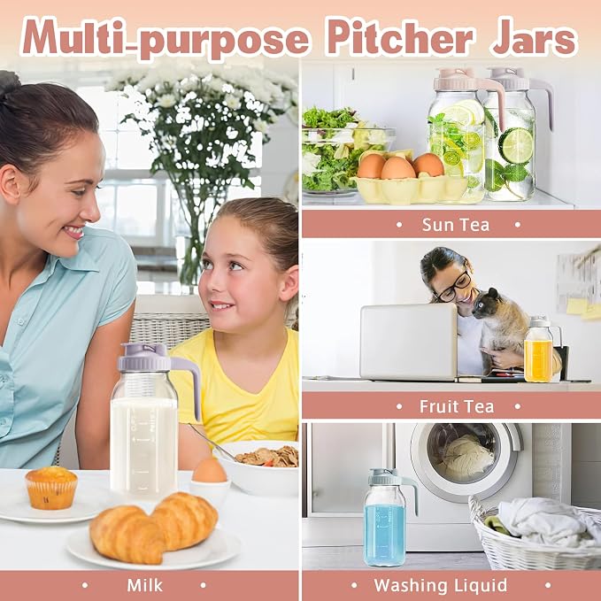 Mason Jar with Pour Spout Lid V-shaped, 2 Quart Iced Tea Pitcher Double Leak - Image 3