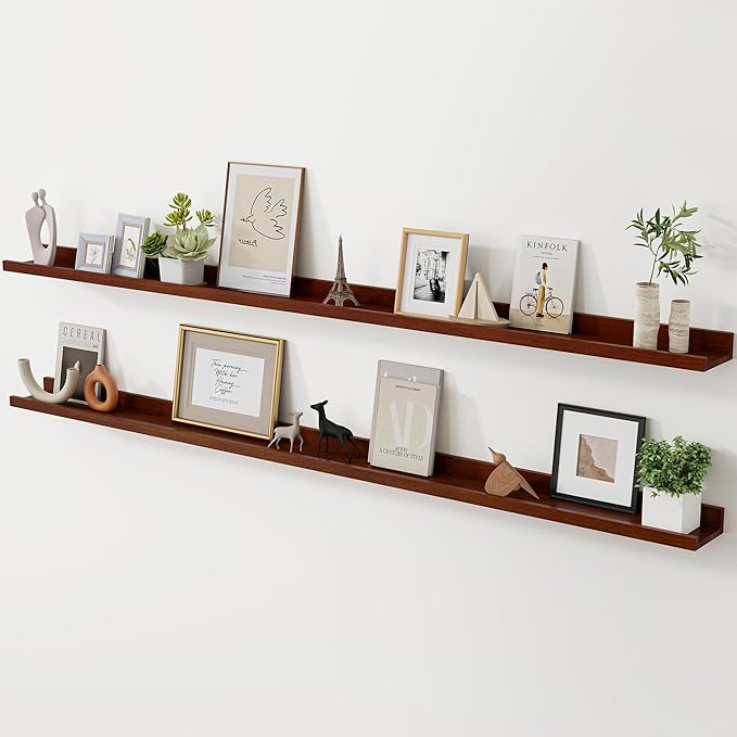 Acovy Long Floating Shelves for Wall, 72 inch Solid Wood Picture Ledge Shelf by Acovy