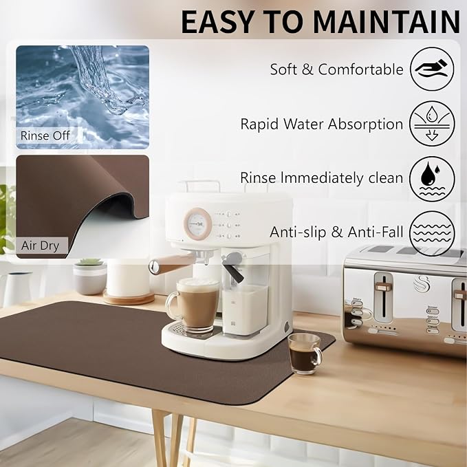 Coffee Mat for Countertop, 17“ x 31.5” Super Absorbent Coffee Bar Mat, Kitchen - Image 2
