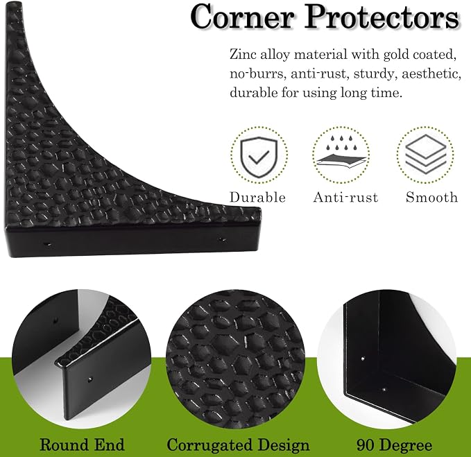 Black Metal Corner Guards Decorative Wood Funiture, 2.56'' Box Corner Protectors - Image 3