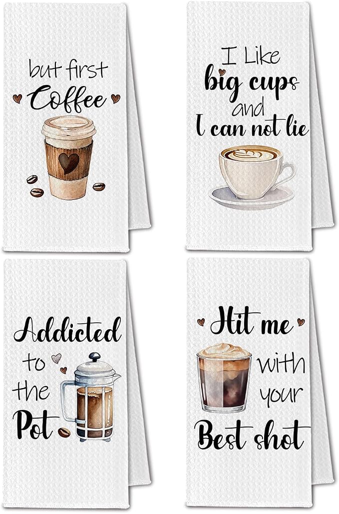 Coffee Kitchen Towels, Coffee Lover Gifts Dish Tea Towels Drying Cloth by Unknown