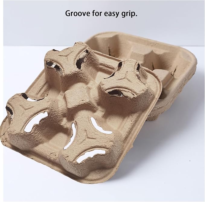 Disposable Compostable Drink Carriers, 100 Pack | Paper Pulp Cup Holder - Image 5