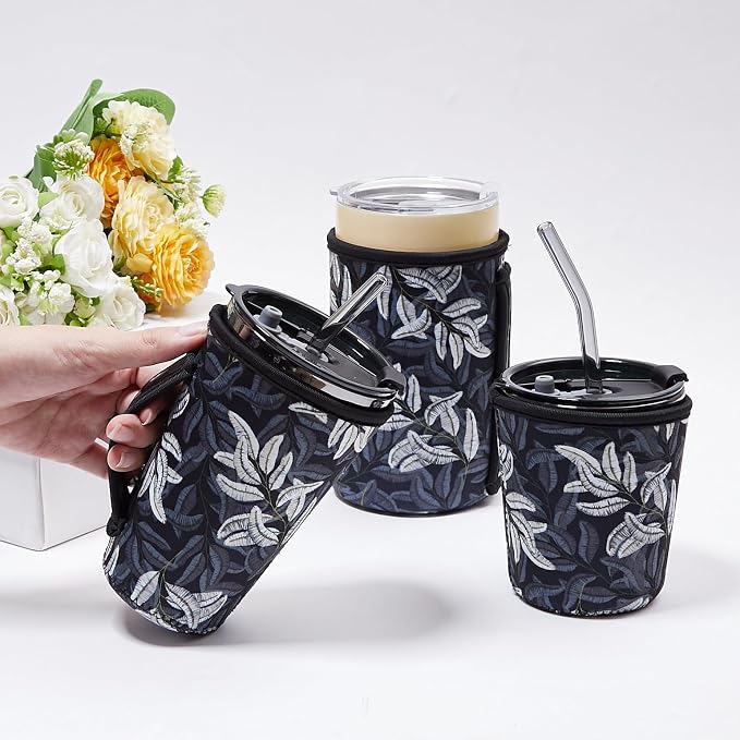 3Pk Reusable Iced Coffee Sleeves, Floral Fits 16-32oz Hot/Cold | iced coffee - Image 2