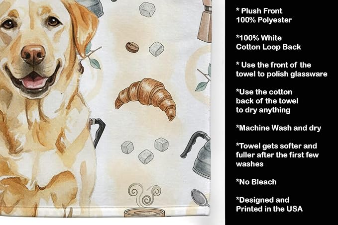 Caroline's Treasures Yellow Labrador Retriever Coffee Bar Kitchen Towel Velour - Image 4