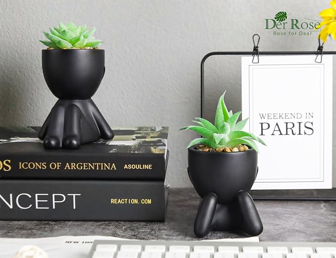 Der Rose 2 Pack Fake Plants Succulent Plants Artificial - Image 3
