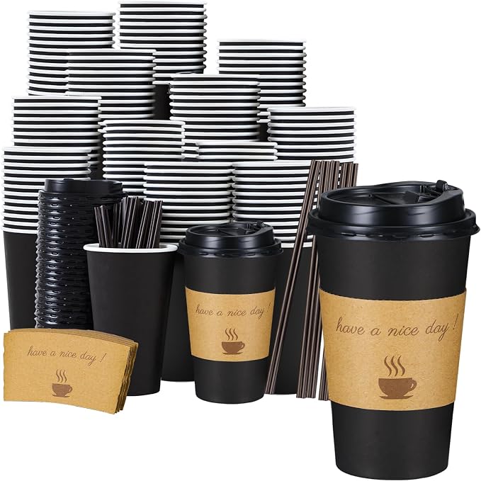 Lamosi 16 oz Coffee Cups 50 Pack, Disposable Coffee To Go Cups by BuyNow