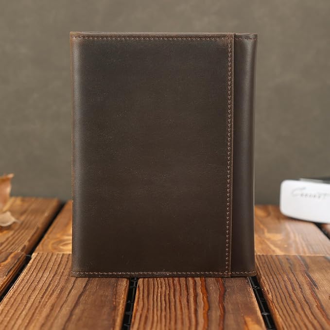 Polare Full Grain Leather Pilot Wallet Passport Holder RFID Blocking Tri-fold - Image 9