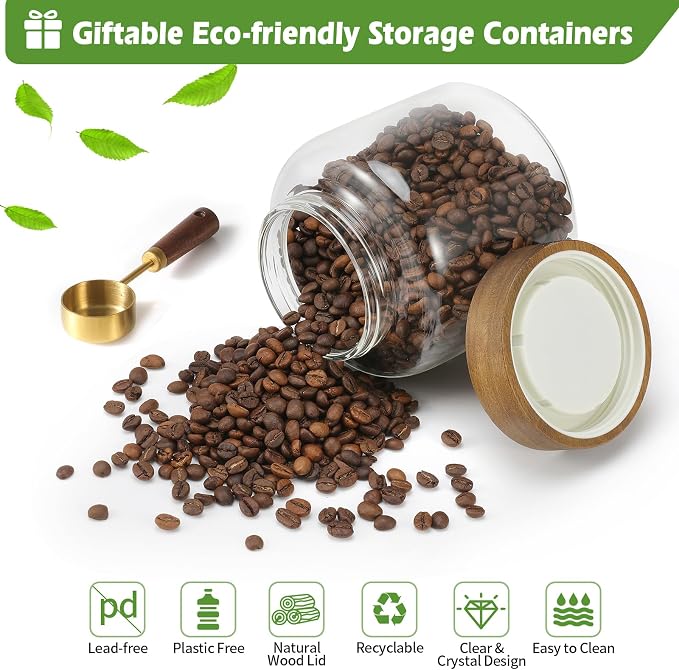 Glass Food Storage Jar with Lids Spoon Thicken Glass Coffee Canister - Image 5