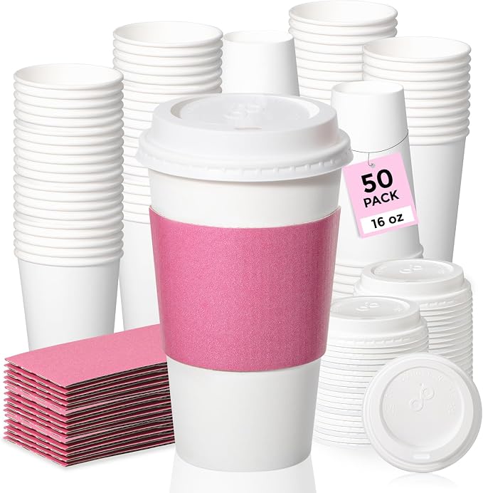 Fit Meal Prep 50 Pack 16 oz Disposable Coffee Cups by FMPBRANDS