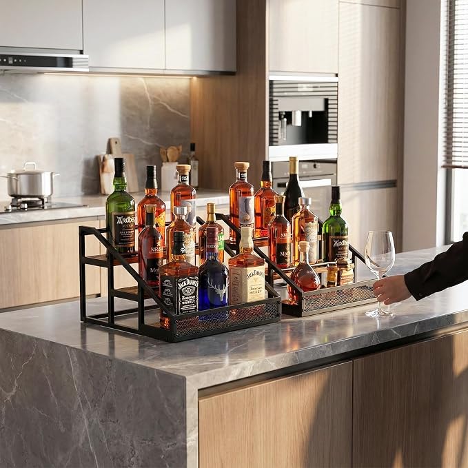 B4Life 2 Pack 3-Tier Liquor Bottle Display Shelf Bar Shelves - Image 6