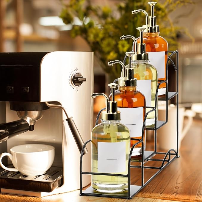 Noamus 4-Tier Syrup Bottle Holder, Iron 4 Compartment Bottle Organizer Rack - Image 4