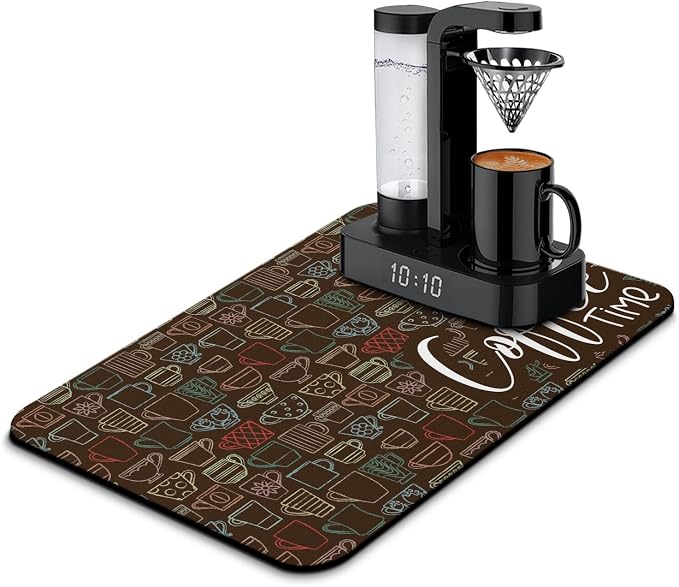Coffee Mat - Absorbent Coffee Bar Drying Mat - Waterproof Kitchen Counter Decor by Vehcimbev
