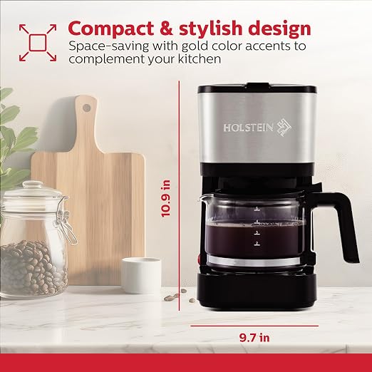 Holstein Housewares 5 Cup Coffee Maker – Compact Drip Coffee Machine - Image 6