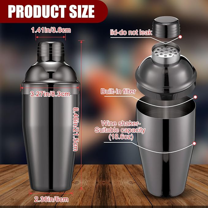 Nitial 9 Pcs Bar Cocktail Shaker Professional Stainless Steel Martini Drink - Image 2