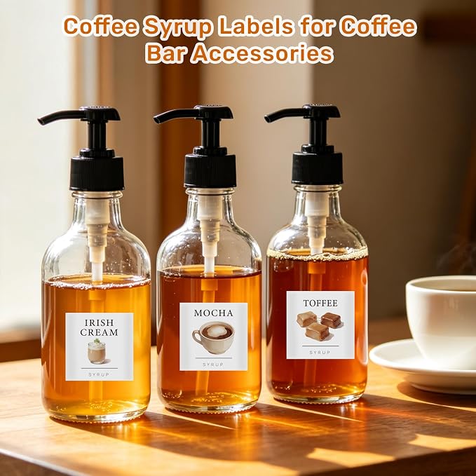 36PCS Decorative Coffee Syrup Labels, Elegant Art Design Waterproof Stickers - Image 3