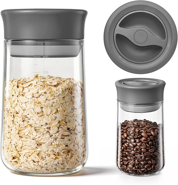 Upgraded Rotary Airtight Glass Mason Jar by NUZEAK