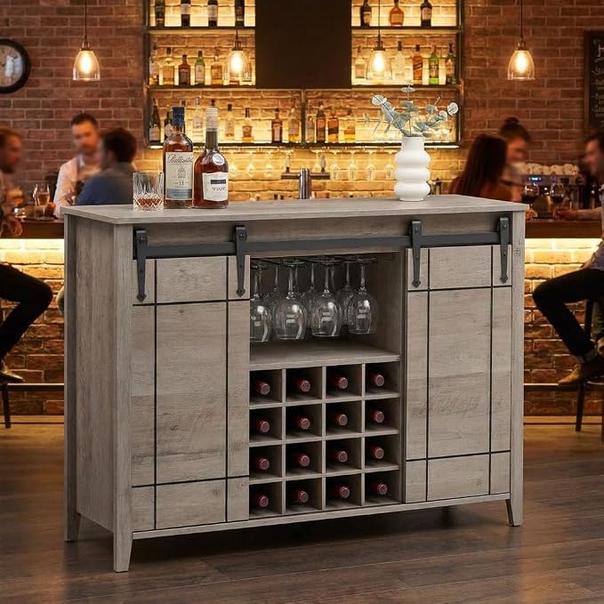 Bar Cabinet, Farmhouse Storage Cabinet Cupboard Table by SLEKVERSA