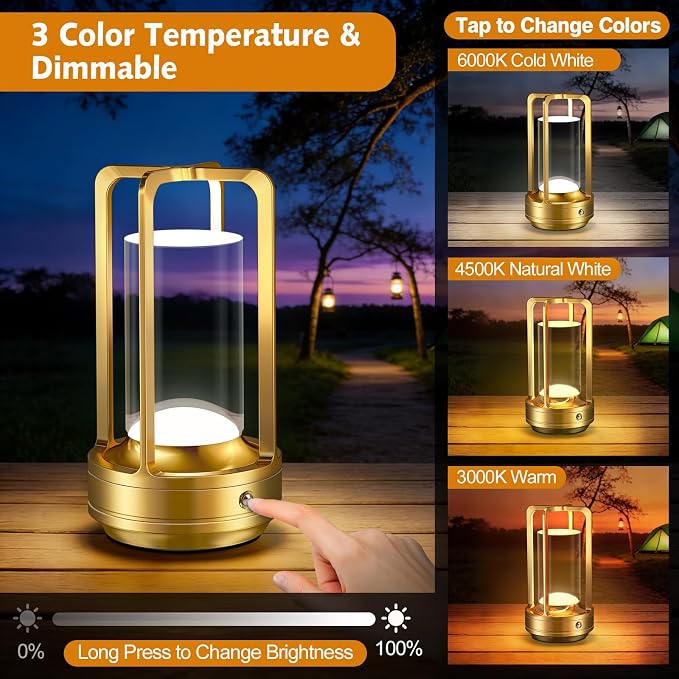 Rechargeable Table Lamp for Outdoor Indoor: Cordless Portable Table Lamps - Image 5