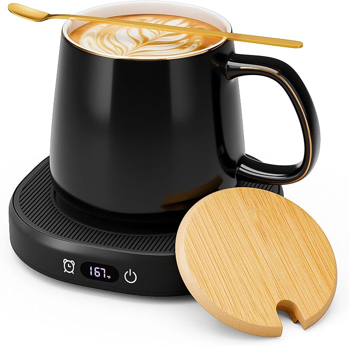 Coffee Mug Warmer & Simple Pure Black Mug Set, Electric Cup Warmer by LOUTYTUO