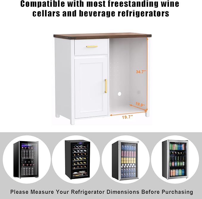 GDLF Coffee Bar with Mini Fridge Space, Mini Fridge Cabinet Stand，Liquor Wine - Image 2
