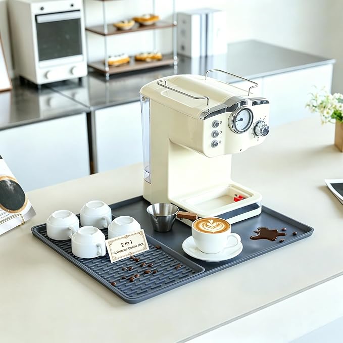 Caketime 2 In 1 Silicone Coffee Bar Mat Accessories Detachable Dish Drying Rug by CAKETIME