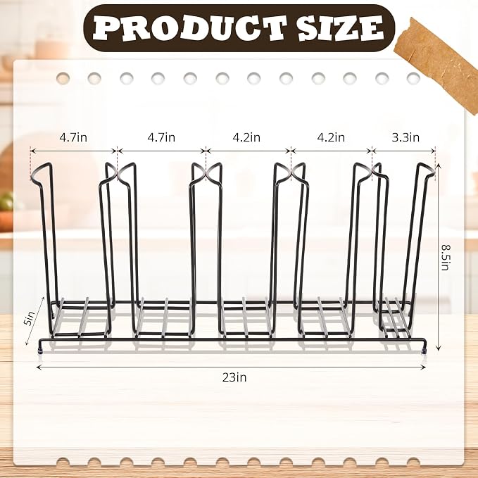 Maxdot 2 Pcs 5 Section Coffee Cup Organizers 23 x 5 x 8.5 Inch Wire Rack Coffee - Image 2