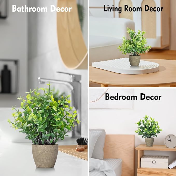 FAVOWREATH 4 Pack Fake Plants Ceramic Mini Artificial Greenery Potted Plants - Image 4
