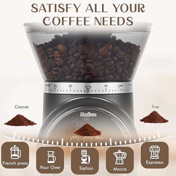 AYCHIRO Electric Conical Burr Coffee Grinder, Touchscreen Coffee Grinder - Image 3