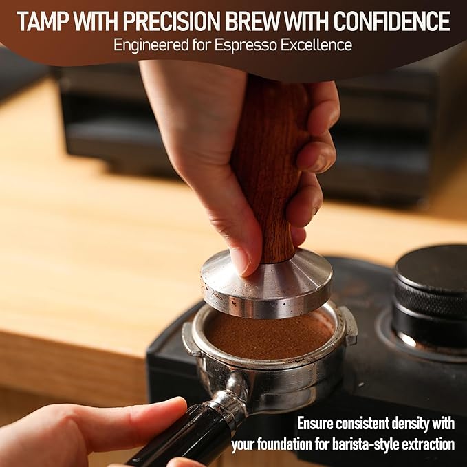 51mm Espresso Tamper Kit, Hard Wood Espresso Tamper Tool & Powder Press Pad & - Image 6