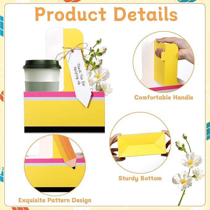 24 Set Teacher Appreciation Gifts Pencil 2 Cup Drink Carrier - Image 3