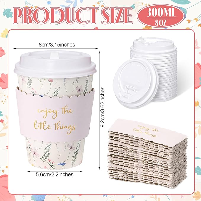 Mimorou 120 Sets Wildflower Coffee Cups - Image 2