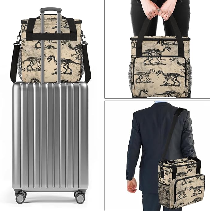 Cool Dinosaur Skeleton Coffee Maker Carring Bag, Large Insulated Storage - Image 7