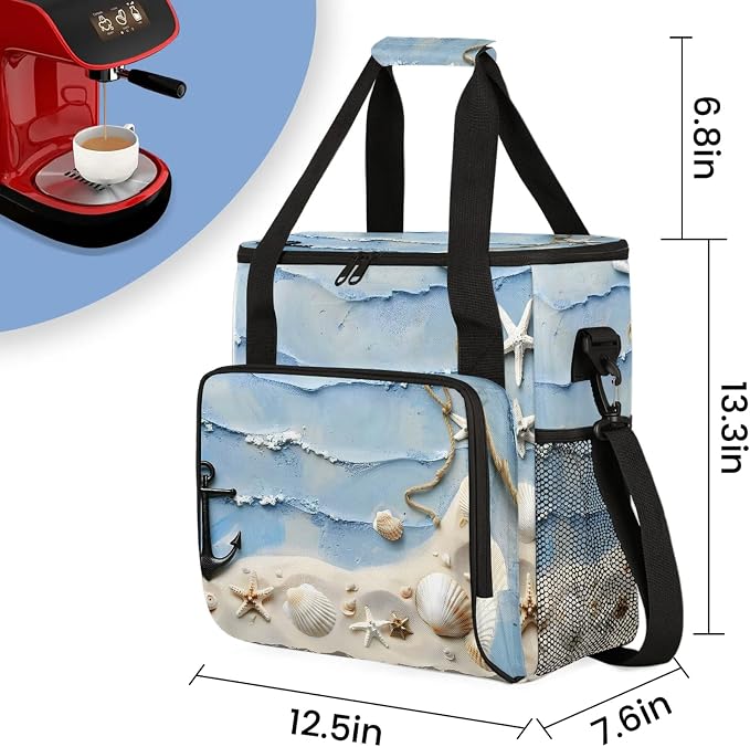 Summer Beach Theme Coffee Maker Carring Bag, Large Insulated Storage Organizer - Image 2