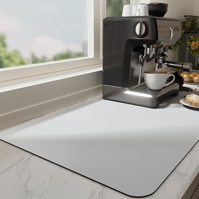 Ecotrim Absorbent Coffee Mat, Stain Hiding PU Leather Surface, Non-Slip Natural by Unknown