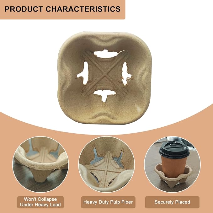 Coffee Cup Holder Disposable Cup Holder Tray, One Cup Carrier Tray 200 Pack - Image 2