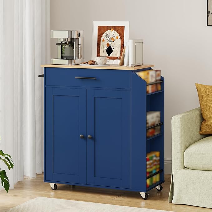 HOOBRO Kitchen Island with Power Outlet, Kitchen Storage Island with Spice Rack - Image 6