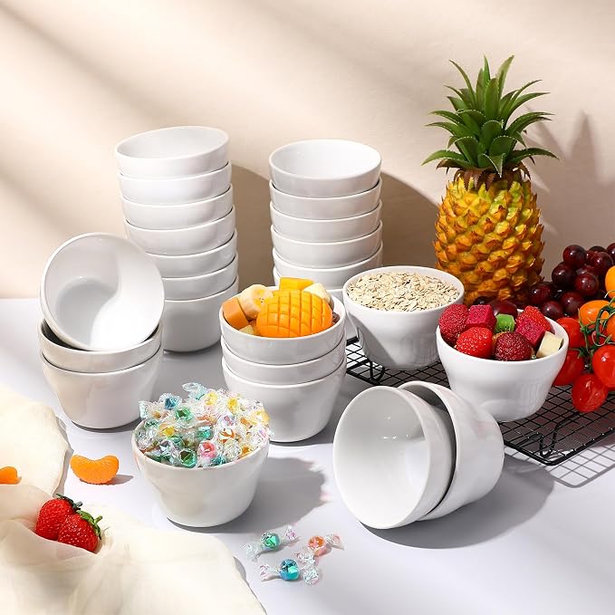 Suclain 24 Pack Porcelain Bowls Set Porcelain Bouillon Cups Small Dessert Bowls - Image 7