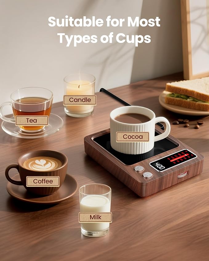 Gaiatop Coffee Mug Warmer, 36W Fast Heating, 5 Temp Settings, 0.5-9H Timer - Image 6