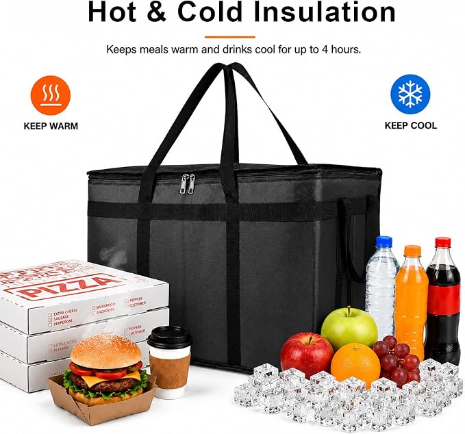 Cooler Insulated Food Delivery Bag & Drink Carrier - Image 2