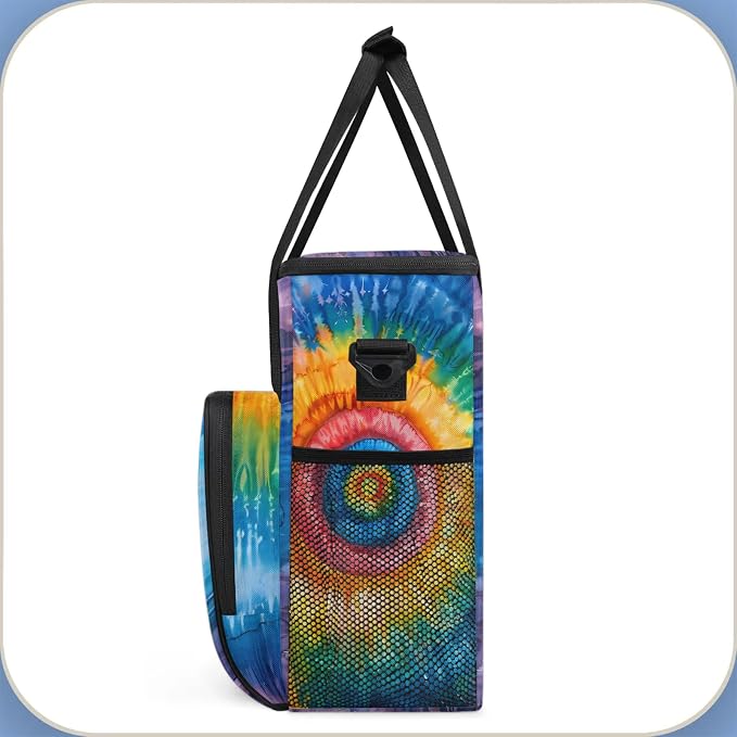 Tie Dye Colorful Rainbow Retro Coffee Maker Carring Bag, Large Insulated - Image 4