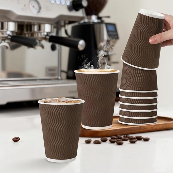 Clawsoff 500 Pack 12 oz Coffee Cups, Disposable Corrugated Insulated Ripple - Image 4