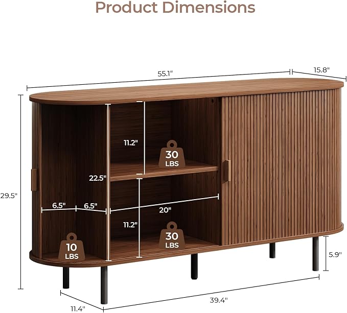 Buffet Cabinet with Storage, Coffee Bar Cabinet with Adjustable Shelf, Console - Image 2