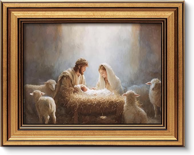 ARPEOTCY Gold Framed Christian Wall Art, 8x10 Inch Holy Family Canvas Print by ARPEOTCY