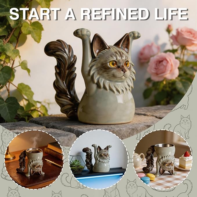 Maine Coon Cat Mug, 2-in-1 Funny Novelty Coffee Cup Transforms into Cat - Image 5